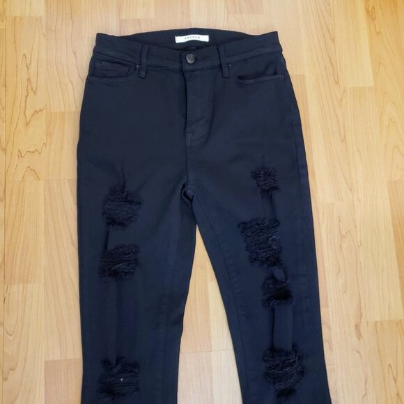 Pacsun Black Ripped Front High Rise Jeggings 25 - Picture 3 of 8